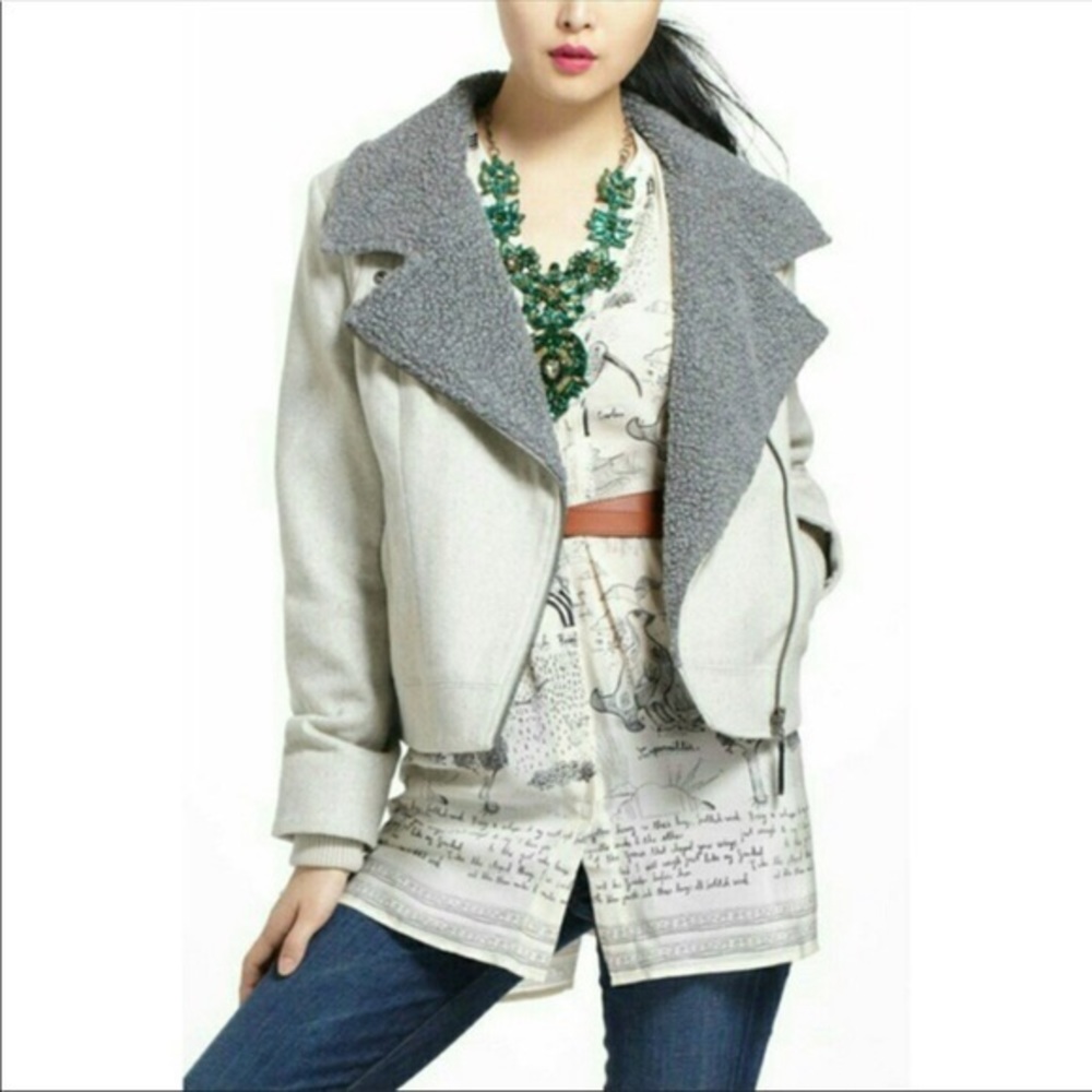 ANTHROPOLOGIE // Cartonnier wool Sherpa Moto jacket size M